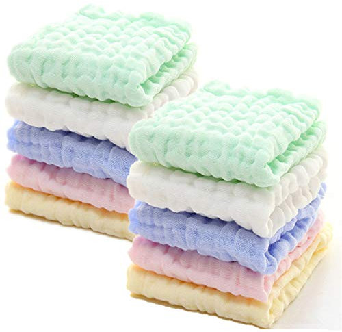 Gants de toilette en mousseline pour bébé – Lingettes en coton bio naturel – Serviette douce pour le visage de nouveau-né pour peaux sensibles – Registre de bébé comme cadeau de douche