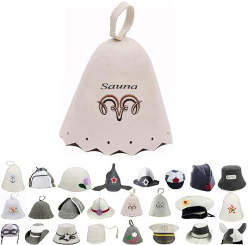 GMMH Einzigartiger Saunahut aus Wollfilz, Steinbock 1134, Saunamütze mit witzigen Motiven für Damen und Herren, Filz Kopfschutz Saunakappe Filzkappe Mütze Filzhut Kappe Sauna, Finnische Sauna