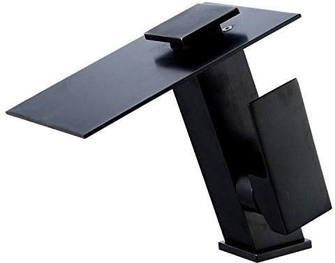 LED RGB Badarmatur Wasserfall Waschbecken | Mischbatterie Bad | Armatur Wasserhahn (schwarz)