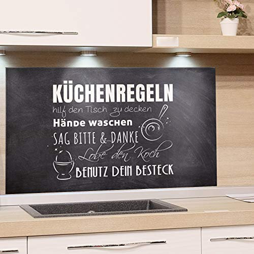 GRAZDesign Spritzschutz Glas Küche Anthrazit Fliesenspiegel Glasrückwand, Rückwand Steinoptik, Küchenrückwand Glas Küchenregeln / 80x50cm