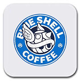 Blue Shell Coffee Mario sous-Verre Humoristique en Bois