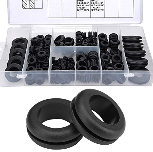 Wolfride 180-teiliges Gummitüllen-Sortiment-Kit, Gummilöcher, O-Ring-Unterlegscheiben, Gummi-Drahtösen, 1/4 Zoll, 5/16 Zoll, 3/8 Zoll, 7/16 Zoll, 1/2 Zoll, 5/8 Zoll, 7/8 Zoll, 1 Zoll