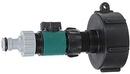 Connettore per serbatoio dell’acqua IBC S60X6, con valvola rubinetto per irrigazione agricola, giardino, balcone, Come mostrato