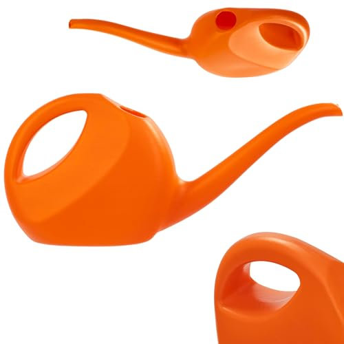 KADAX Petit Arrosoir 2L, Arrosoir de Jardin en Plastique, Arroseur à Fleur avec Long Bec pour Intérieur et Extérieur, Maison, Jardin, Arrosage (Orange)