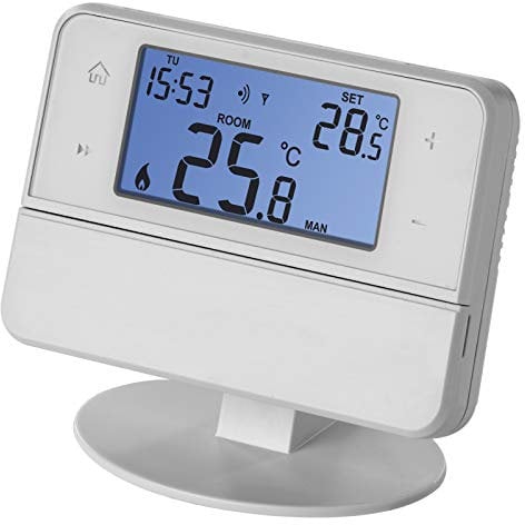 Emos Funk-Raumthermostat mit OpenTherm-Unterstützung, programmierbar, für Heizungsanlagen - Sender+Empfänger - Raumtemperaturregler - Aufputzmontage, 126 x 84 mm, Weiß