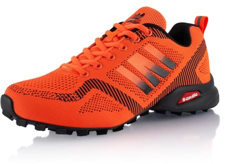 Fusskleidung® Damen Herren Wanderschuhe Atmungsaktive Trail Running Trekkingschuhe Orange Orange Schwarz EU 36