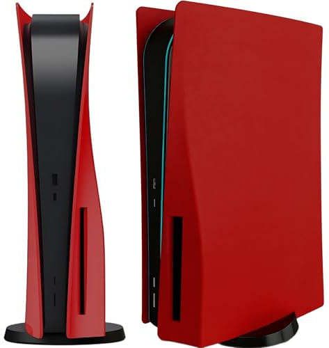 Megadream Coque de rechange pour PS5 Digital Edition Anti-rayures et anti-poussière pour Sony PS5 Digital Edition Rouge