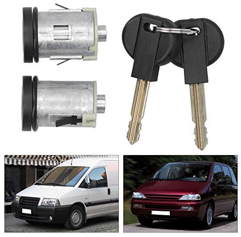 Barillet de serrure de porte + clés, ensemble de cylindres de serrure de porte Matériaux en alliage d'aluminium avec clés pour porte de voiture pour Peugeot Expert 1995-2007 Toutes les
