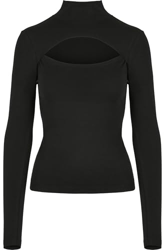 Urban Classics Col Roulé Découpé Manches Longues Femme T-Shirt Manches Longues Noir