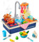 Kids Play Sink Toy with Running Water Age 3+,Kitchen Set for Kids Include Cooking Stove with Light and Sound,Cookware,Play Kitchen Accessories with Dish Rack and Play Food,Pretend Kitchen Toys for Toddlers
