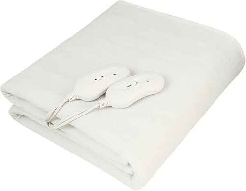 BAKAJI Coperta Elettrica Termica Matrimoniale in Tessuto Poliestere Coprimaterasso Scaldaletto Elettrico con Telecomando Termocoperta Scalda Letto 2 x 60W 160 x 130 cm