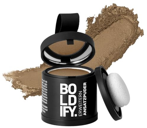 BOLDIFY Ansatzpuder Großpackung - Haar Concealer zur Haarverdichtung für Frauen und Männer, Grauabdeckung für 48h, wasserfestes Haar Make-up zum Ansatz kaschieren (Dunkelblond)