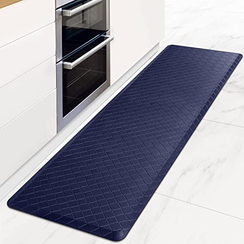 HappyTrends Tapis Anti-Fatigue, Robuste, imperméable, antidérapant, Ergonomique et Confortable pour Cuisine, Bureau, buanderie, épaisseur 2 cm, Bleu, 43,9 x 152,4 cm