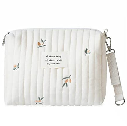 SONARIN Leicht Kinderwagentasche Organizer,Multifunktionale Stilvolle Stickerei Buggy Organizer Tasche Universal Kinderwagen Organizer Aufbewahrungstasche Mama Tasche(Olive, 1 Gurt)