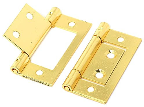 Small Brass Flush Hinges 50mm Heavy Duty Hinges for Internal & External Doors, Cupboards, Cabinets, Dressers & Wardrobes – Pack of 24