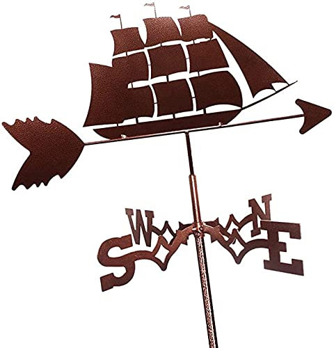 CAZARU Wetterfahne Wetterfahne Wikinger-Schlachtschiff, langlebig, Edelstahl, Sprühfarbe, Gartenarbeit, Piratenschiff, Windmesser, Bauernhof, Pavillon, Rasen, Stil 3