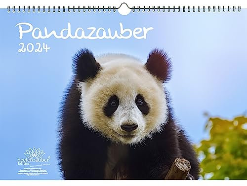 Pandazauber DIN A3 Kalender für 2024 Panda - Geschenkset Inhalt: 1x Kalender, 1x Weihnachtskarte (insgesamt 2 Teile)