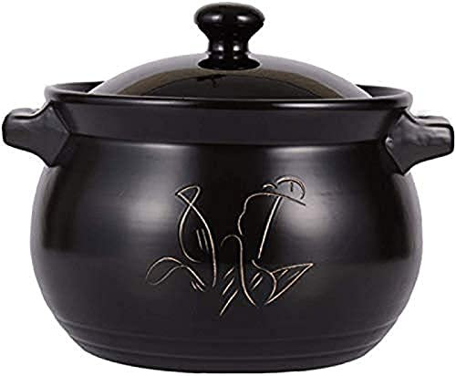 Casseruola Casseruola in Ceramica Pentola per Minestra Resistente al Calore Pentola per La Cottura Pentola per Il Latte Pentola in Ceramica-,Nero,15L,Friendly321