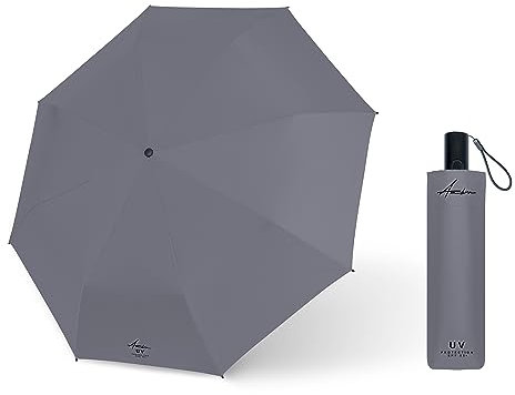 AMBRA Sturmfester Automatik Reise-Regenschirm mit UV-Schutz