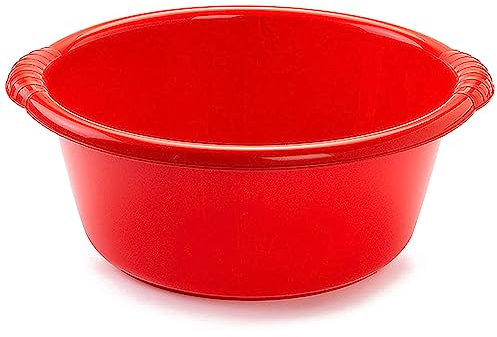 ACAN Tradineur - Cubo, Barreño, Tina Multiusos - Fabricado en plástico - Producto y Utensilio de Limpieza - Forma Redonda - Capacidad de 25 litros - diámetro 50 cm - Color Rojo