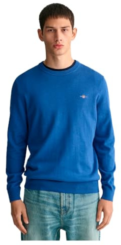 GANT Herren Classic Cotton C-Neck Pullover, Rich Blue, Small