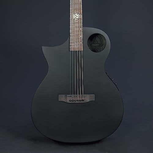 Lindo Neptune Elektroakustische Gitarre für Linkshänder, mit F-4T-Vorverstärker und gepolstertem Gigbag, Schwarz