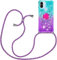 HomiTunky Collier pour Xiaomi Redmi A1 Coque Glitter Quicksands étui de téléphone avec Cordon, Tour de Cou Lanière en Corde Housse pour Smartphone Lanyard Case - Cover Necklace Stylée