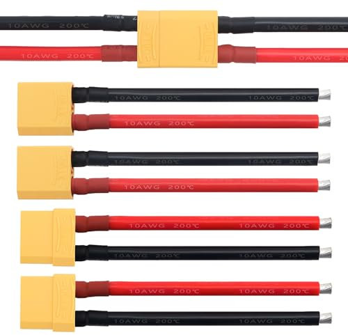YIXISI 2 Paar XT90 Stecker Männlich Weiblich Stecker, XT90 Plug Male Female Connector mit 100mm 10AWG Silikondraht, für RC Lipo Batterie FPV Drohne