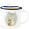 Emaille Becher Blechbecher - Süßer Hase mit Name personalisiert I Hasen Geschenk Bunny I Rabbit I Kaninchen - 300 ml - Weiß Blau - hasenbecher hasentasse hasenmotiv ostern tassen ostertasse