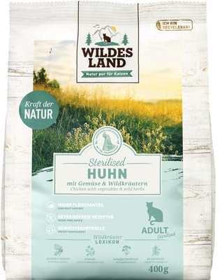 WILDES LAND Trockenfutter für Katzen, sterilisiert, 400 g, 3 Stück