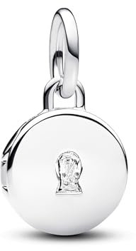 Pandora Moments Key hole engravable locket sterling silver dangle with clear cubic zirconia