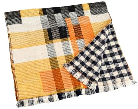 REPALY Schal Damen 1 Stück Herbst Winter Karierter Kaschmirschal Für Damen Verdickter Thermoschal Gelb