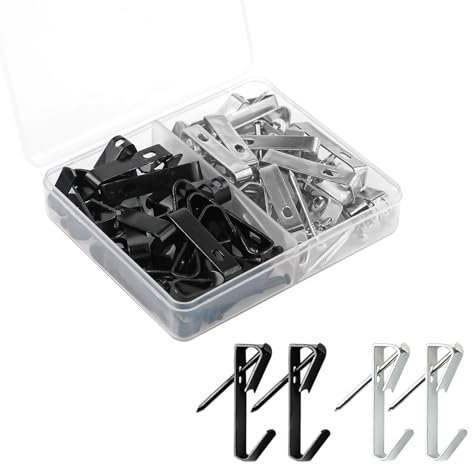40 Sets Picture Hooks with Nails, 30 lbs Heavy Duty Picture Hangers Kit on Wall Stainless Steel Photo Frame Hooks Hardware for Hanging Picture Mirror Clock Calendars Decoration (Silver, Black)