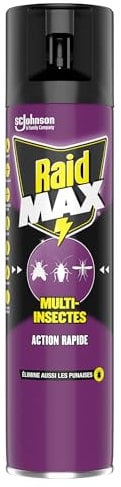 Raid Max Aérosol Multi-Insectes - Action Rapide - Elimine les Punaises - 1 Aérosol