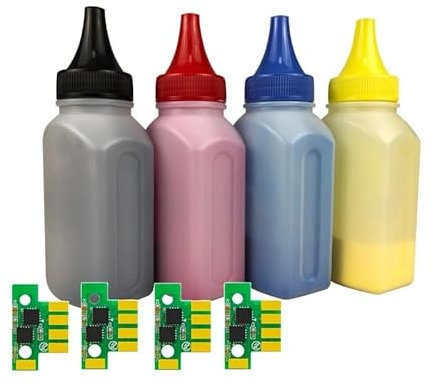 CRUMPS Tonerpulver-Chip der Klasse A, kompatibel mit Lexmark C2325 C2325dw C2425 C2425dw C2535 C2535dw MC2325 MC2325adw MC2425 MC2425adw MC2535 MC2640(4 Toner and 4chip)