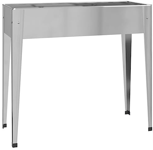 Makastle Jardinière sur Pieds en Acier galvanisé, Jardinière Surélevée en Métal, Potager Surélevé pour Légumes, Herbes, Fleurs, Argent 100,5x40,5x90 cm