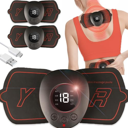 Zhailyn Ems Nackenmassagegerät 2 Stück - Mini Massager, Körper-Massagegerät Patch, Muskel Massagegerät, 8 modi+19 Stufen für Hände Brust Nacken Schultern Knie Beine Schmerzlinderung