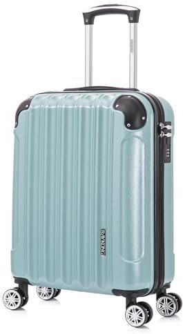 RAYKONG Valise Cabine 55x40x20cm (44L) Polycarbonate - Capacité Maximale - Serrure integrée - 20 Pouces - (RK04|Menthe)
