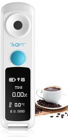 Refraktometer Bluetooth Brix-Refraktometer Digitales Kaffee-Densitometer Intelligentes Kaffeekonzentrations-Refraktometer 0-32% Brix-Messgerät TDS 0-26%