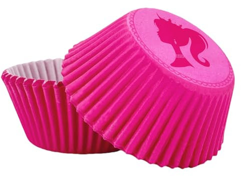 POPOYU 100Pcs Bar-bie Paper Cupcake Cases for Baking,Hot Pink Girls Muffin Cup Cake Paper Liners Small Muffin Cupcake Wrapper Paper Case for Let's Go Party Girls Birthday Cake Decoration