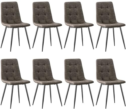 ANVOFONG Esszimmerstühle 8er Set,küchenstühle mit Metallfuß,für Stühle Esszimmer, Wohnzimmer, Küche, Schlafzimmer und Empfangsraum-Dunkelbraun