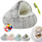 Lapcatz Nestbett, Plüsch-Donut-Hundebett, beruhigendes Hundebett, Katzenbett, warmes, weiches Katzen-Iglu-Bett, Katzenhöhlenbett, rutschfest, für den Innenbereich, weich, warm, selbstwärmend,