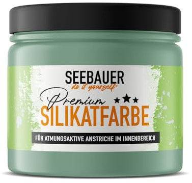 SEEBAUER diy Silikatfarbe Grün 300ml für Innen (No. 756 Lime Tingle) Atmungsaktive Mineralfarbe für Allergiker - Abwaschbare Wandfarbe - Grüntöne hohe Deckkraft