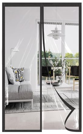AQKaki Cortina Aislante Magnética, Termica Aislante Frio Cortina Puerta | 90x205cm EVA Transparente Islamiento Termico Prueba Viento Impermeable Invierno Aislante Frio Calor para Corredera Entrada