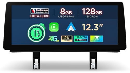XTRONS 12.3'' Android 14 Autoradio Qualcomm Octa Core 8+128GB 4G LTE WiFi Car Play Android Auto Bluetooth GPS Optional DVR DAB OBD TPMS Für BMW 1er E81 E82 E87 E88 ohne Originalanzeige