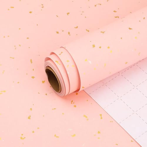 HBell Pink Wrapping Paper Roll,43cm X 10m Pink Birthday Wrapping Paper,Recyclable Kraft Gift Wrap Paper for Birthday,Wedding, Baby Shower,Christmas,Mothers Day,Easter
