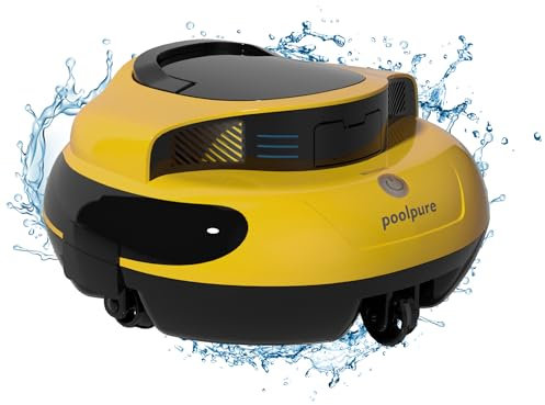 POOLPURE Pool Robot, 120 Minutes Powerful Cleaning, Double Motor, IPX8 Waterproof, LED Indicators, Wireless Pool Robot with Battery, Above Ground/Built-in Flat Pools