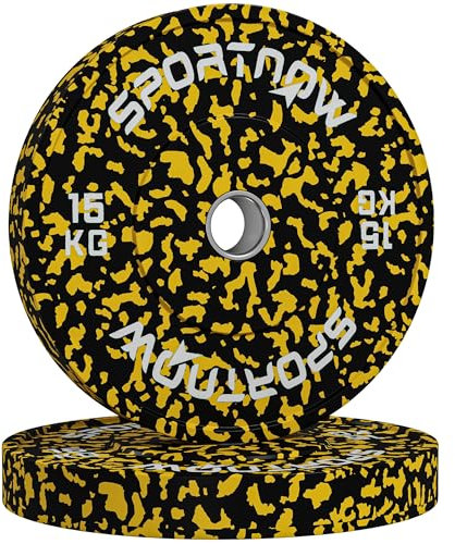 SPORTNOW Olympic Weight Plates Set, Solid Rubber Bumper Plates Weights Discs with 2/5cm Holes, for Home Gym Weight Lifting Strength Training, 2 x 15kg