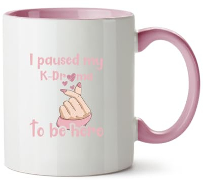 Hippowarehouse I Paused My k-Drama to be here Printed Mug Various Colour Options Ceramic Cup Kitchenware 11oz