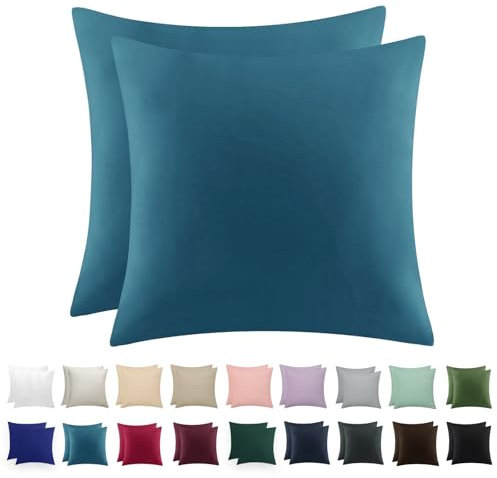RUIKASI Kissenbezug 80 x 80 Türkis 2er Set - Oeko Tex Kopfkissenbezug 80x80 Kissen Bezug 80x80cm mit Reißverschluss aus Mikrofaser, Polsterbezug Doppelpack Set Pillow Case Pillow Cover